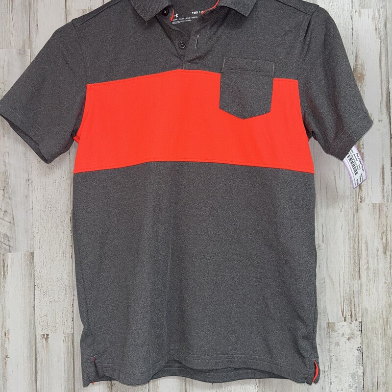 10/12 Grey/Coral Polo, Grey, Size: Boy 10 Up