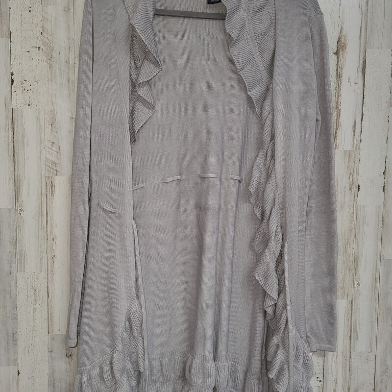 M Grey Ruffled Cardigan