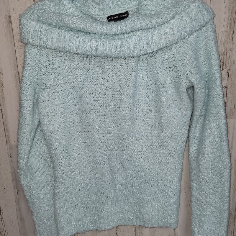 M Lt Blue Cowl Sweater