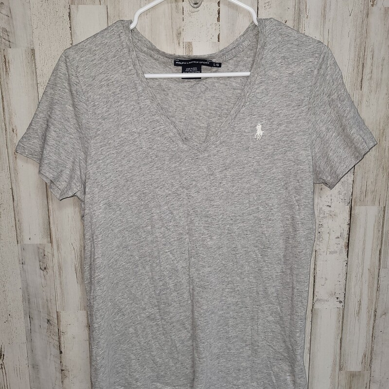 L Grey Logo Vneck Tee, Grey, Size: Ladies L