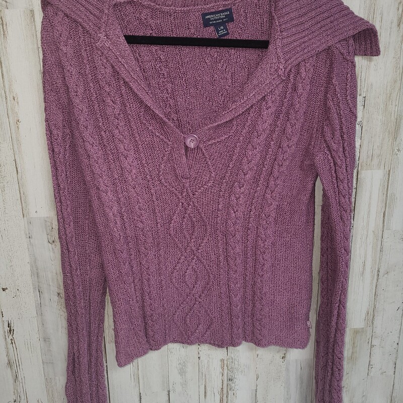 L Purple Knit Button Pull, Purple, Size: Ladies L