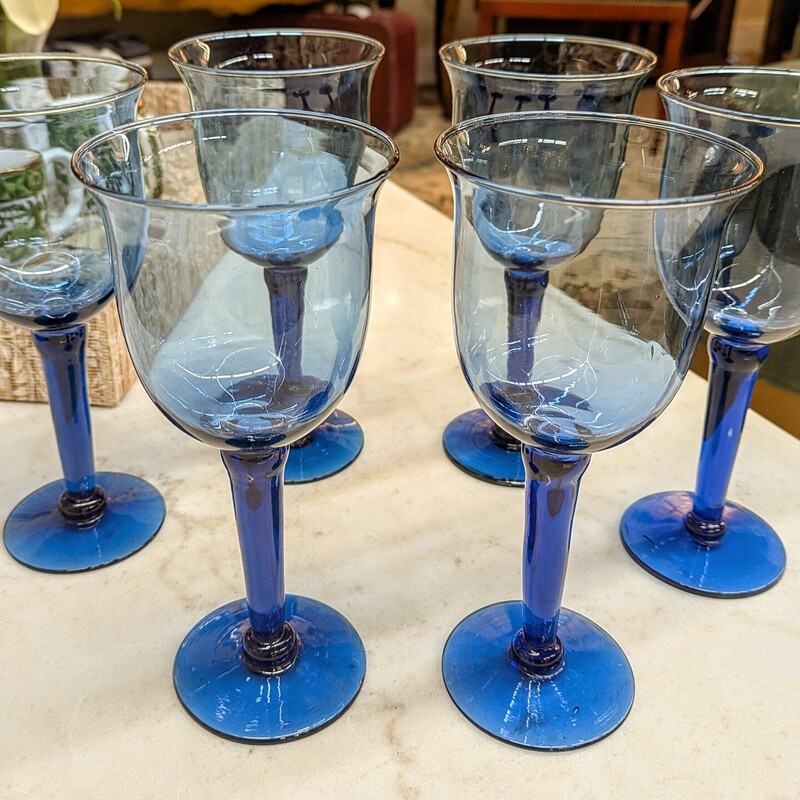 Set of 6 Cobalt Wine Stem Glasses
Blue, Size: 4x9.5H