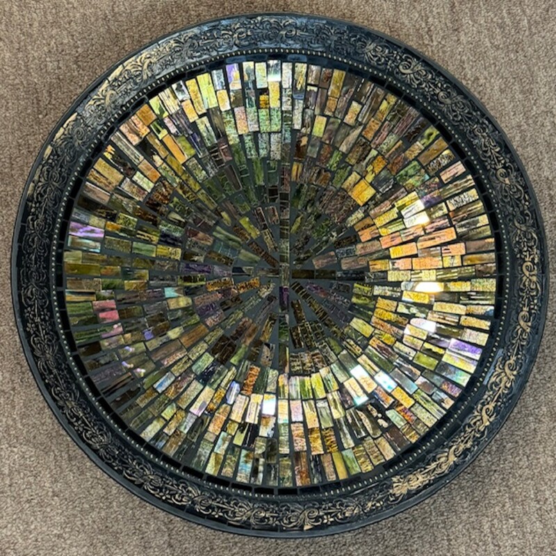 Mosaic Tile Round Bowl
Black Brown Green Purple
Size: 16Di x 2.5H