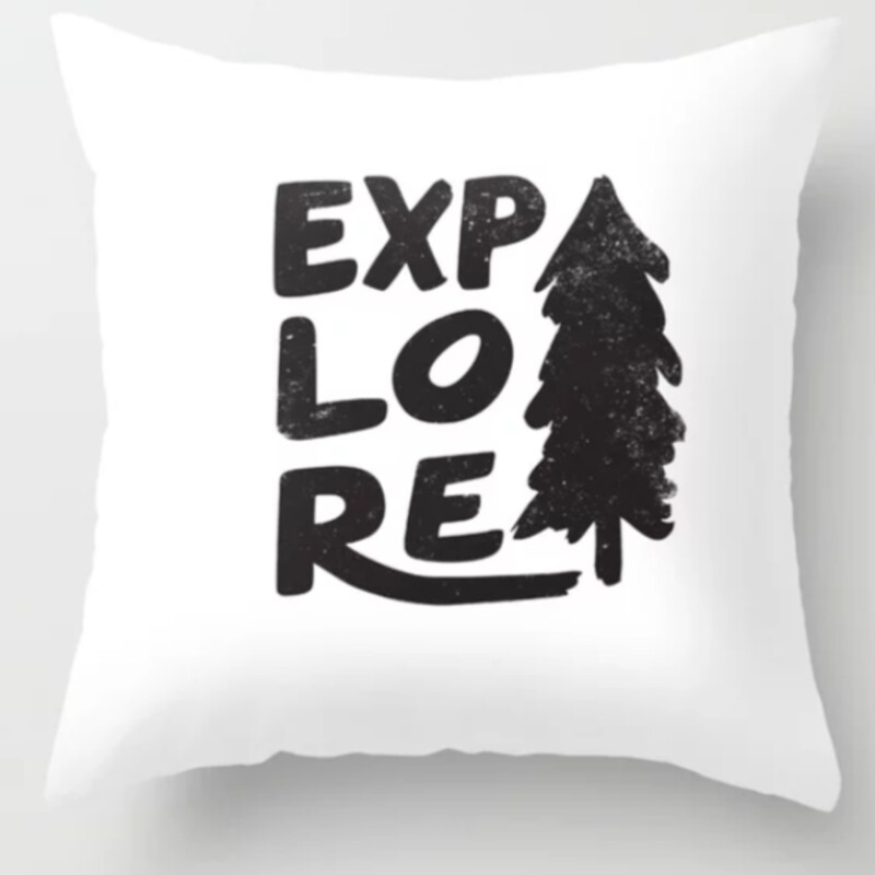 Society 6 Explore Pillow
Black and White
Size: 20x20