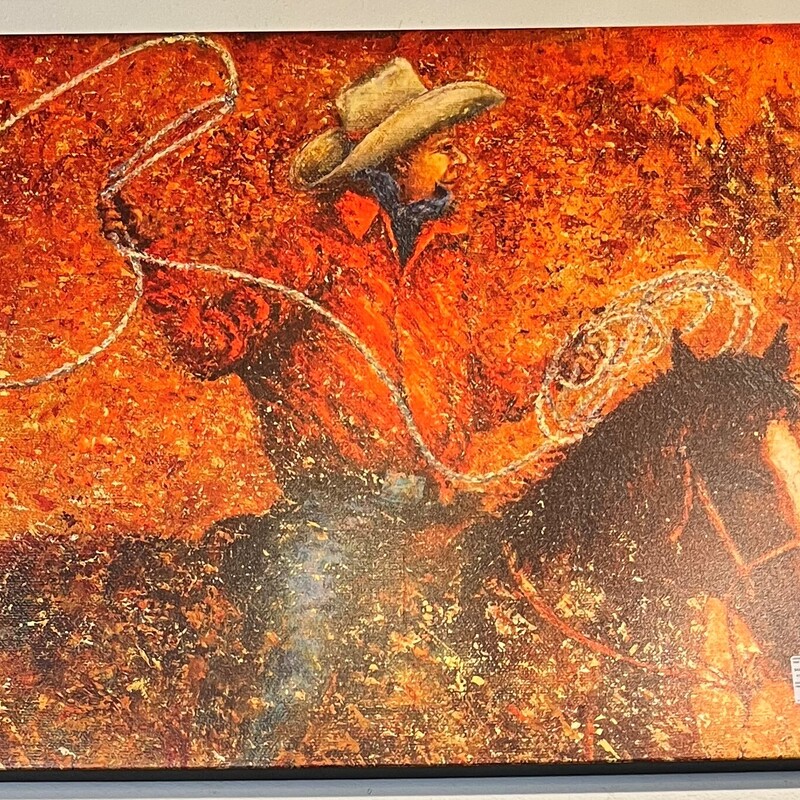 Cowboy On Horse Modern, Giclee, Canvas