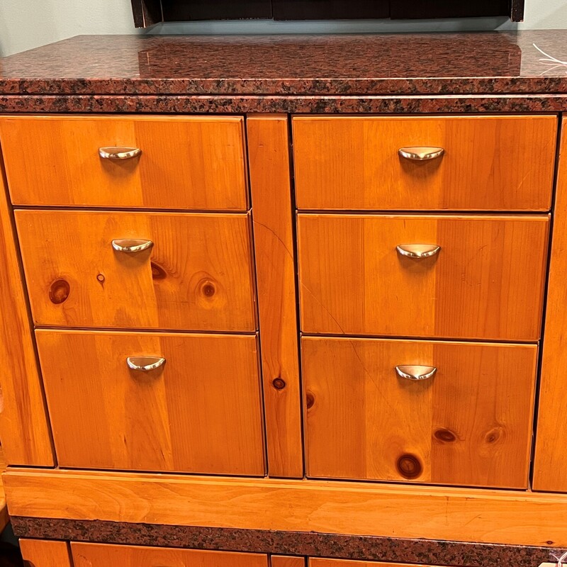 Vintage Stone Top, Blond Wood, 6 Drawer
33in wide x 18in deep x 26in tall