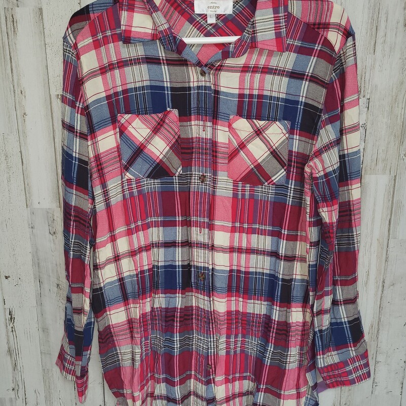 L Pink Plaid Flannel, Pink, Size: Ladies L