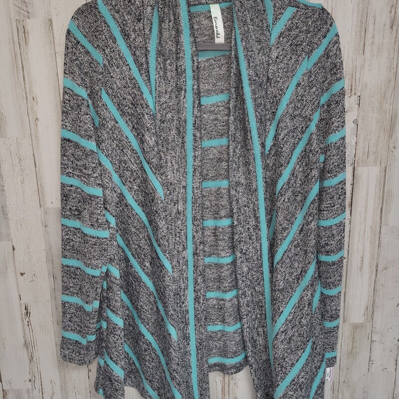 L Black/teal Stripe Cardi