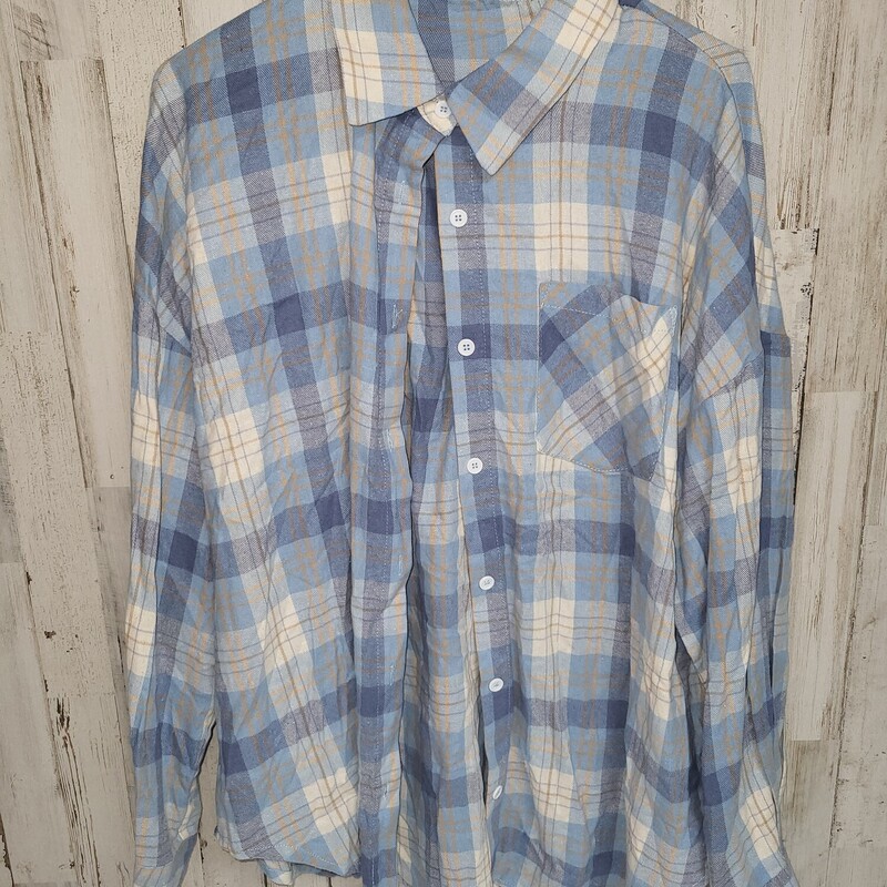 XL Blue Plaid Flannel, Blue, Size: Ladies XL