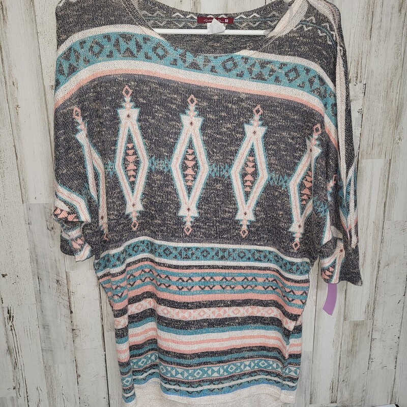 L Black Printed Knit Top