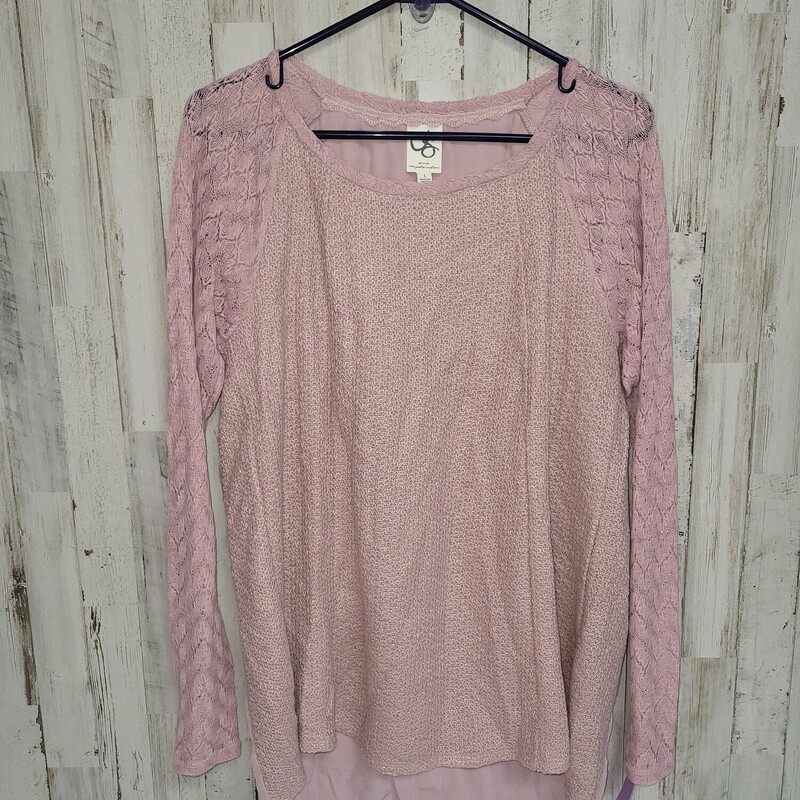 L Mauve Knit Lace Sleeve