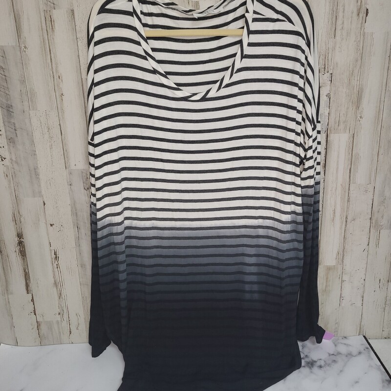 L White Stripe Ombre Top, White, Size: Ladies L