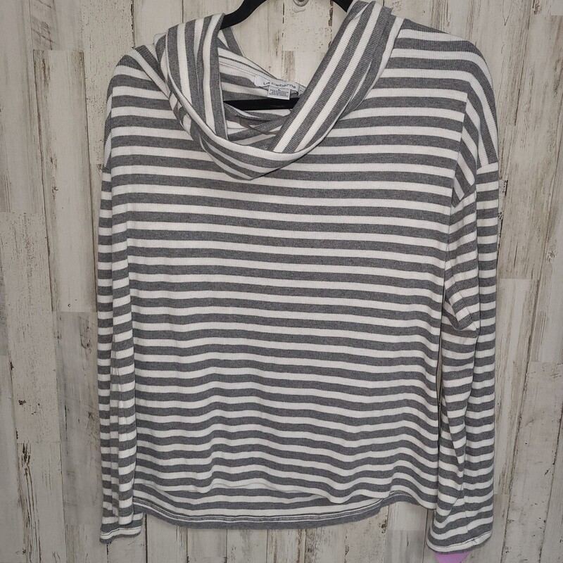 L Grey Stripe Cowl Longsl