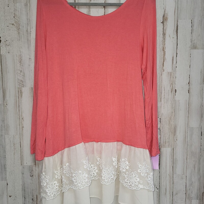 L Pink Lace Trim Tunic