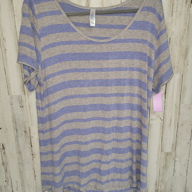 XL Grey/Blue Stripe Tee, Grey, Size: Ladies XL