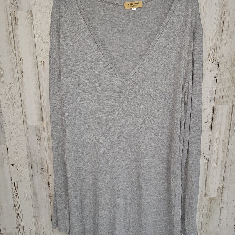 M Grey Longsleeve Vneck, Grey, Size: Ladies M