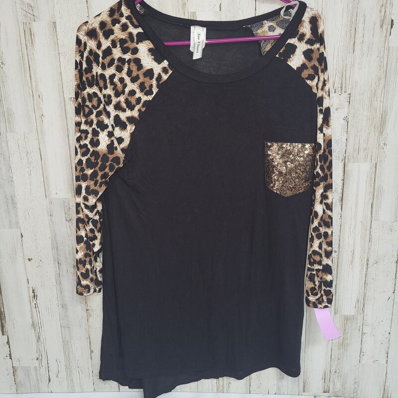 L Cheetah Sequin Pocket T