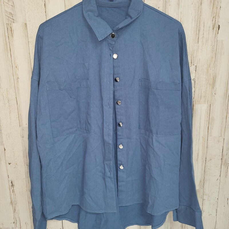 L Blue Button Up Jacket