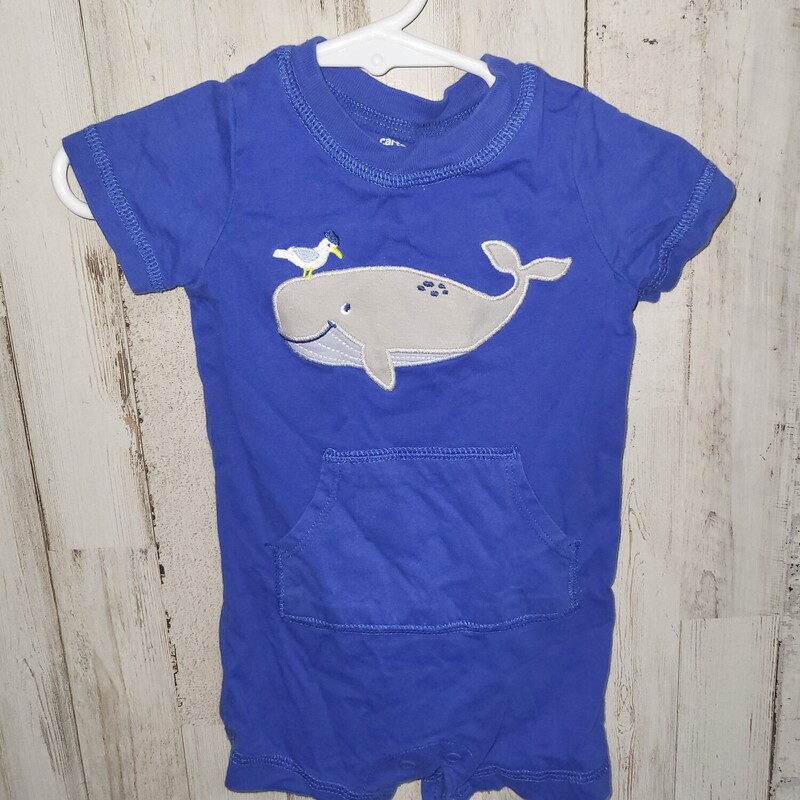 6M Blue Whale Pocket Romp, Blue, Size: Boy 0-9m