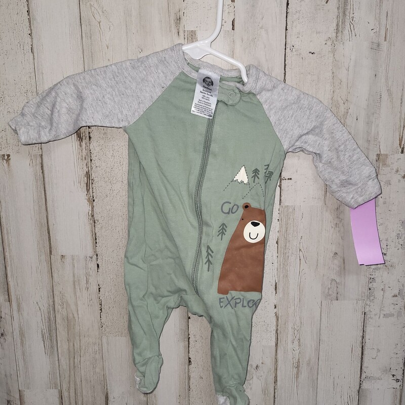 NB Green Bear Sleeper, Green, Size: Boy 0-9m