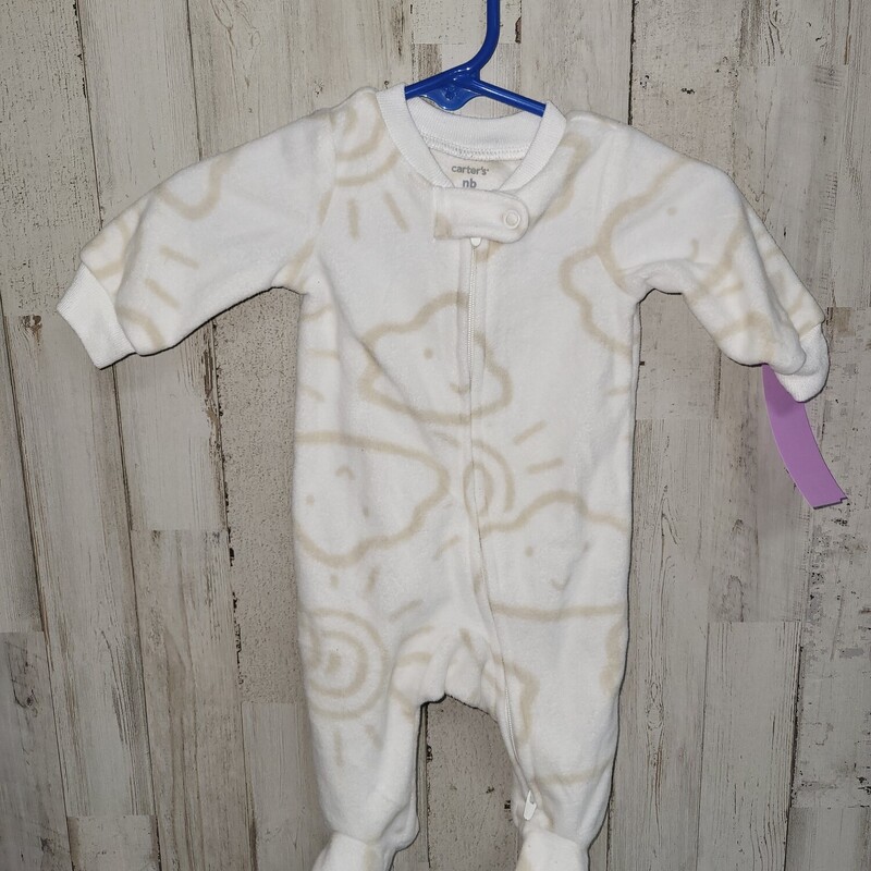 NB Fleece Cloud Sleeper, White, Size: Boy 0-9m