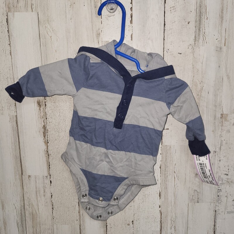 NB Blue Stripe Hooded One, Blue, Size: Boy 0-9m