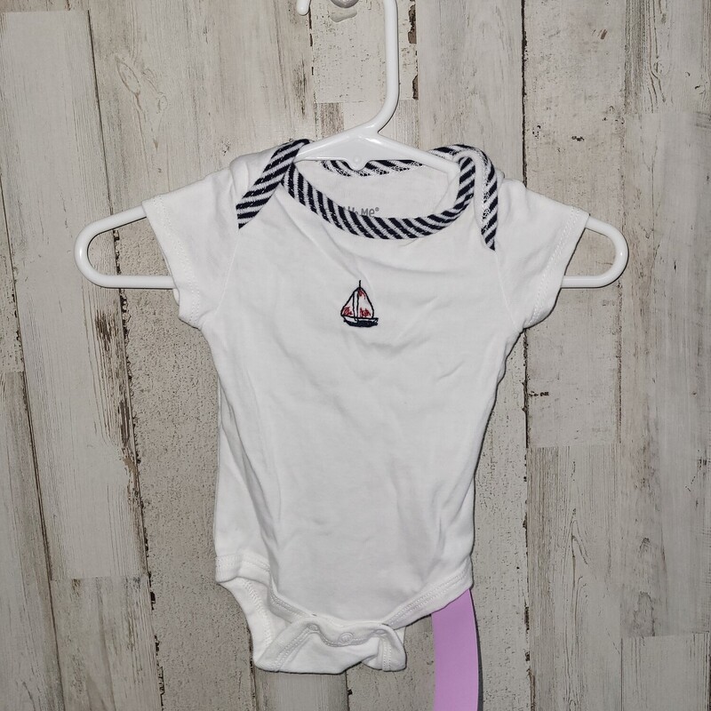 NB White Sailboat Onesie