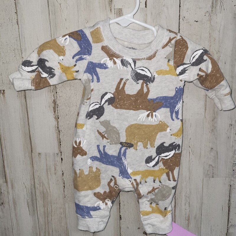 NB Grey Moose Romper