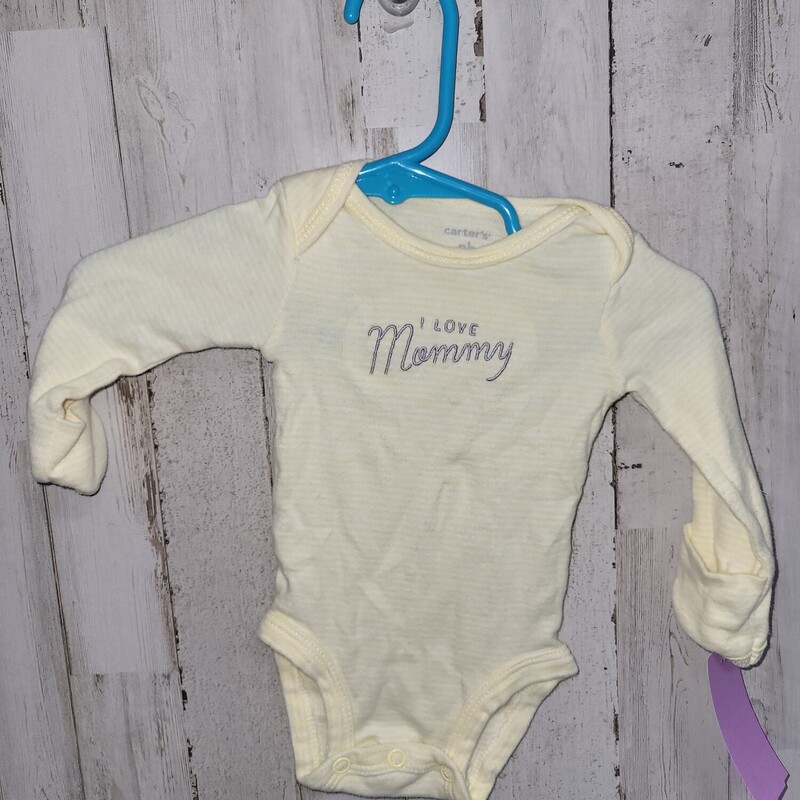 NB I Love Mommy Onesie, Yellow, Size: Boy 0-9m