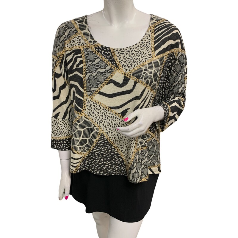 Joseph Ribkoff S16 Top, Blk/brwn, Size: XL