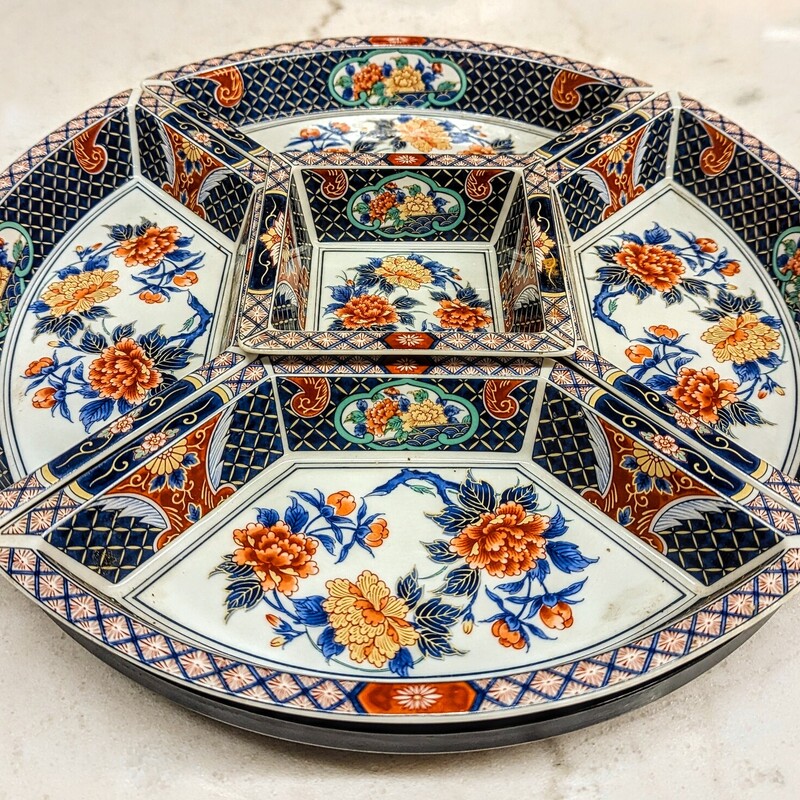 Japenese Lazy Susan Set of 6
Blue Orange White
Size: 15 x 15 x 2.5H