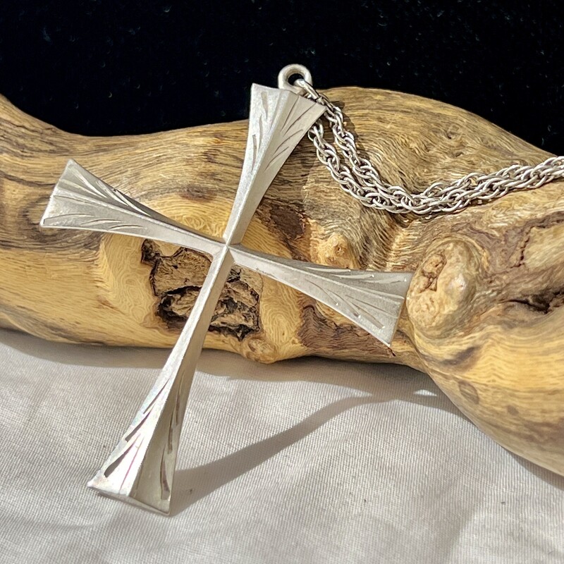 Sterling cross on silver tone chain