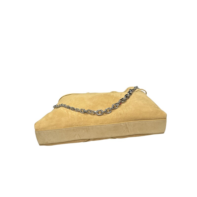 Givenchy Suede Voyou  Sand suede (Calf)<br />
Two chain top handles<br />
Internal zip pocket<br />
Canvas lining<br />
Open top<br />
Designer color: Hazel<br />
Handle Drop: 8.7in<br />
Height:  12.6in<br />
Width: 15in<br />
Depth: 2.4in<br />
Code:EFE1213