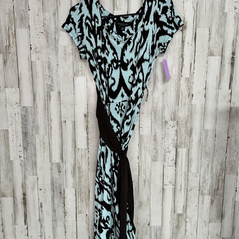 Sz 8 Teal/brown Tie Dress