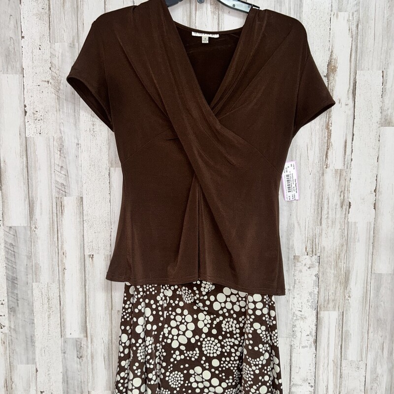 Sz 8 Brown Dotted Dress