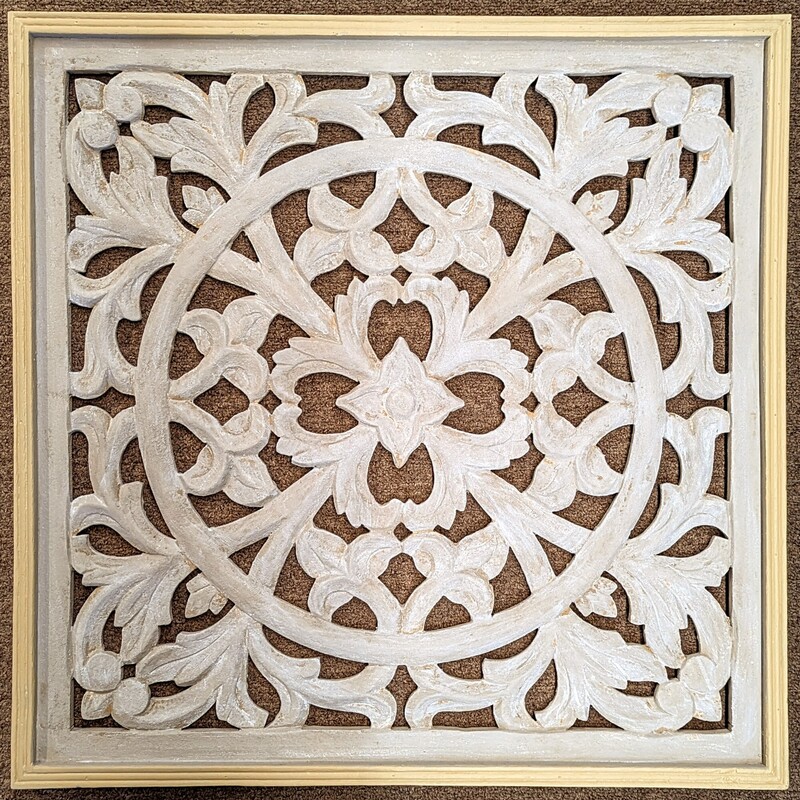 Wood Ornate Medallion
Grey Tan
Size: 23.5x23.5H