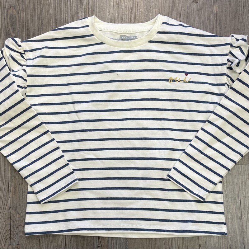 Coconut Shirt LS, White/bl, Size: 9-10Y