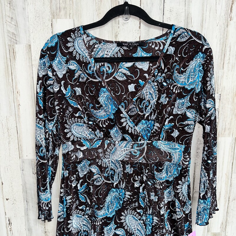 M Brown/teal Prined Top