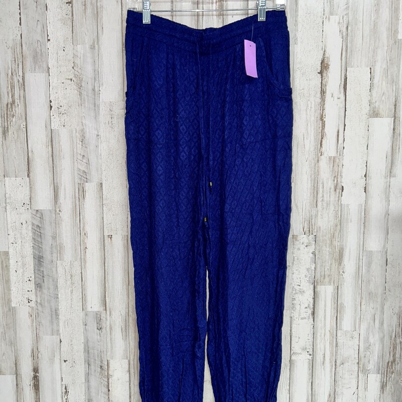 L Navy Print Linen Jogger, Navy, Size: Ladies L