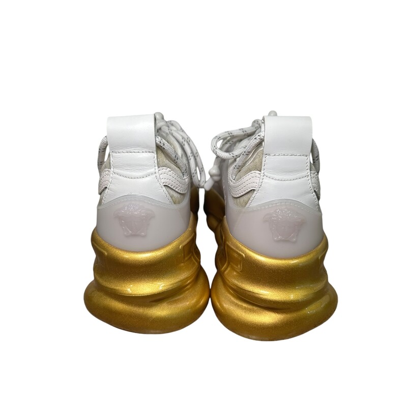 Versace Gold Sneakers<br />
White<br />
 Size: 38.5<br />
Comes with box