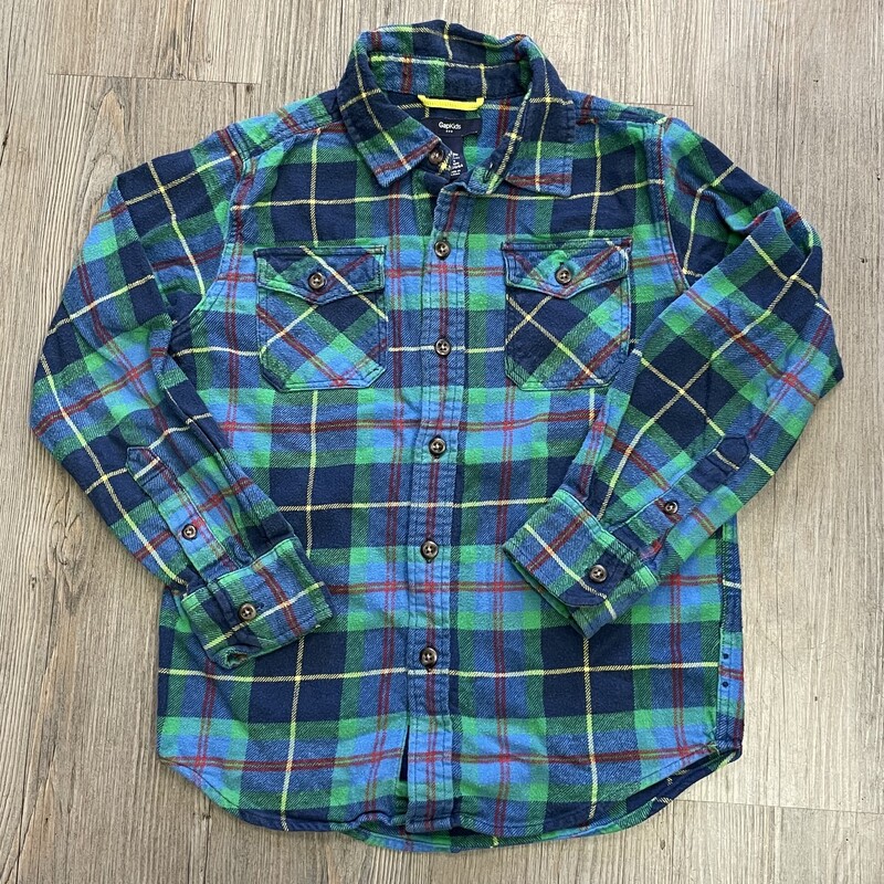 Gap Flannel Shirt LS, Multi, Size: 6-7Y