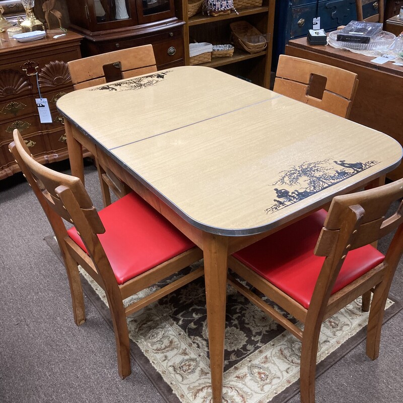 Vtg Enamel Top Table/4 Ch