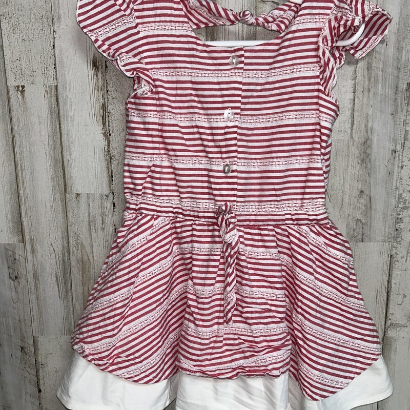 2T Red Stripe Button Dres