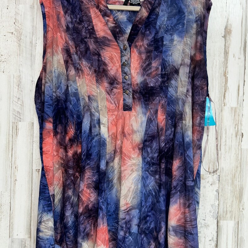 2X Blue Dye Print Top