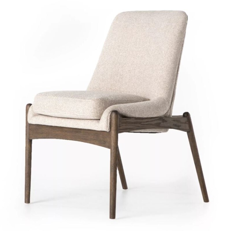 Four Hands Braden Dining/Desk Chair
Cream Tan Size: 24 x 27 x 37H
Retails: $559+
Mid-century modern sophistication. Arrestingly detailed frame adds an architectural feel to a precisely shaped, upholstered dining chair.