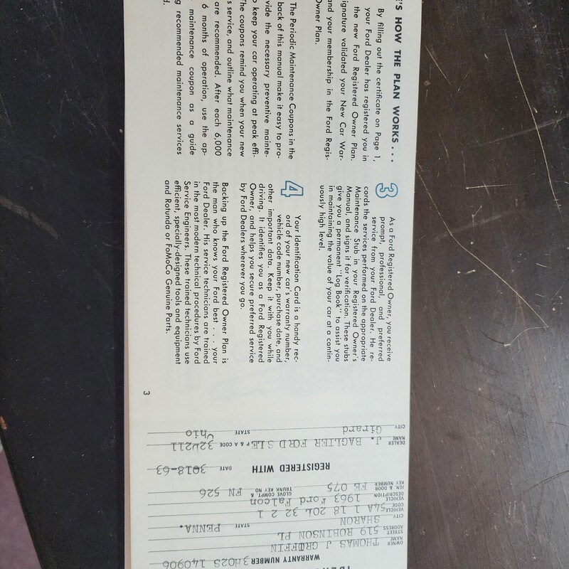 Ford Falcon Manual, 1963, Size: Booklet