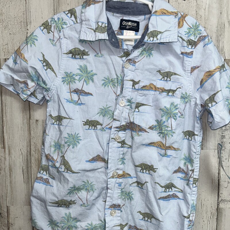 7 Blue Dino Button Up