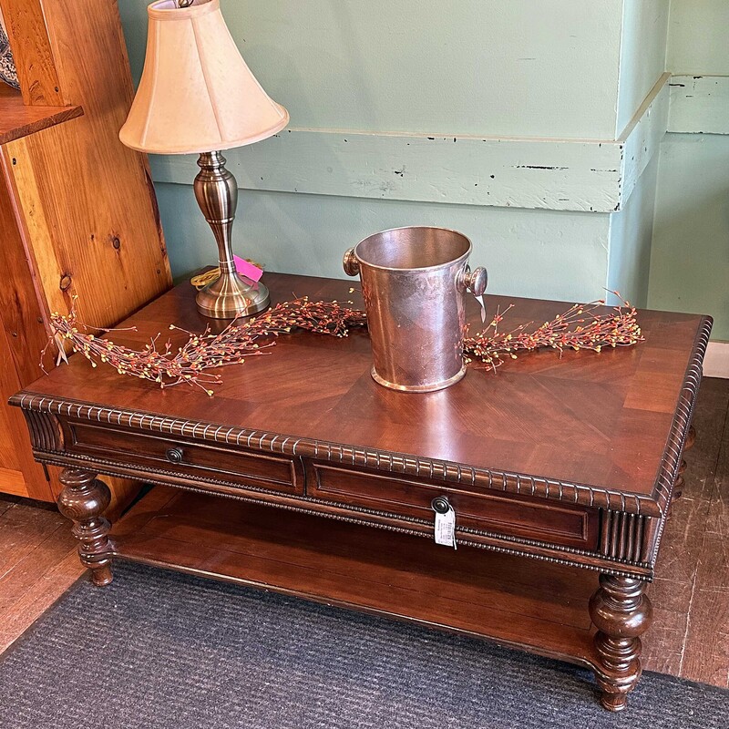 Ethan Allen Two Tier Coffee Table
48 In Wide x 28 In Deep x 20 In Tall.