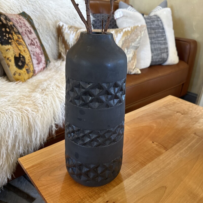 Black Wood Vase