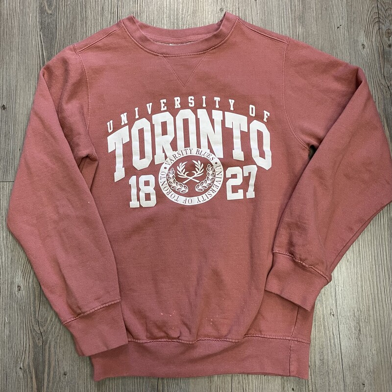 U Of Toronto Sweatshirt, Dustyros, Size: XS Teen Size
Bleach stain Front